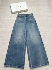 Celine Wide-leg Jeans Light Blue Cotton