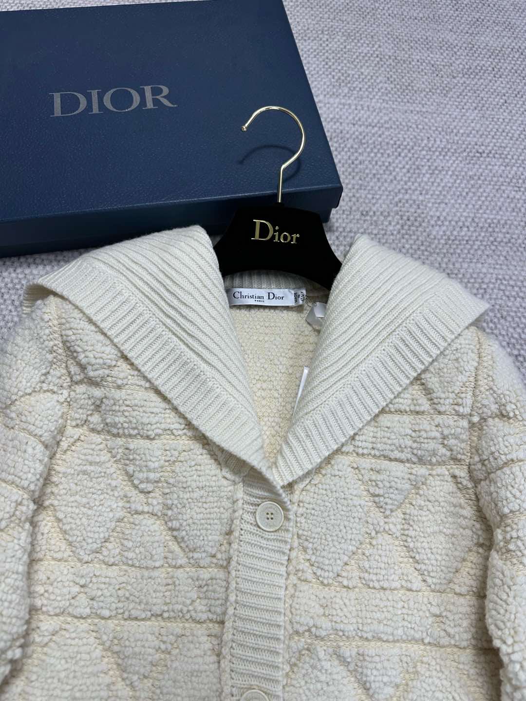 CD Plaid Knitted Jacket White Wool