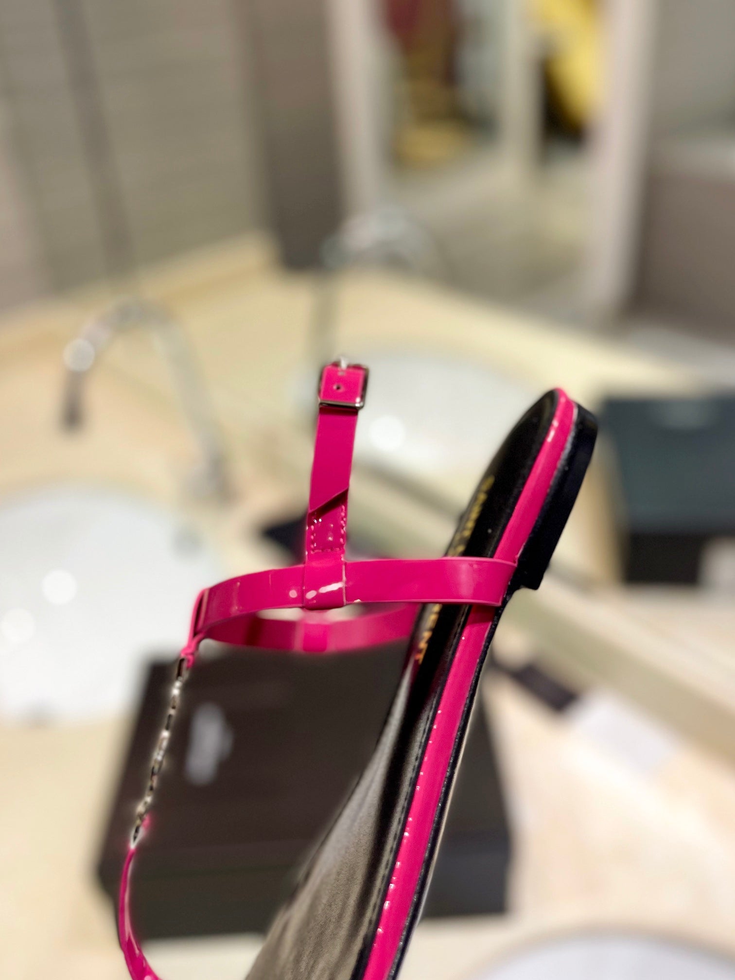 SL CASSANDRA SANDALS DEEP PINK POLISHED CALFSKIN