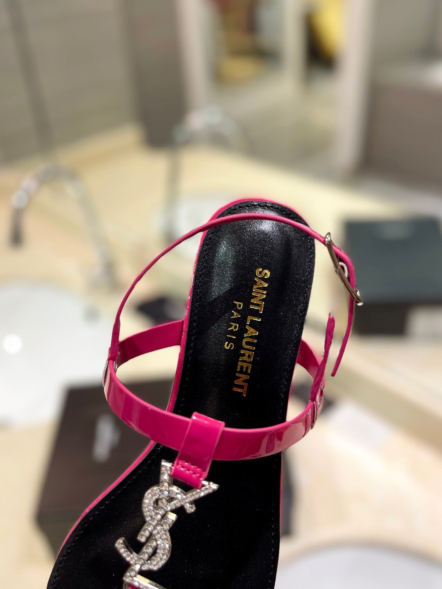 SL CASSANDRA SANDALS DEEP PINK POLISHED CALFSKIN