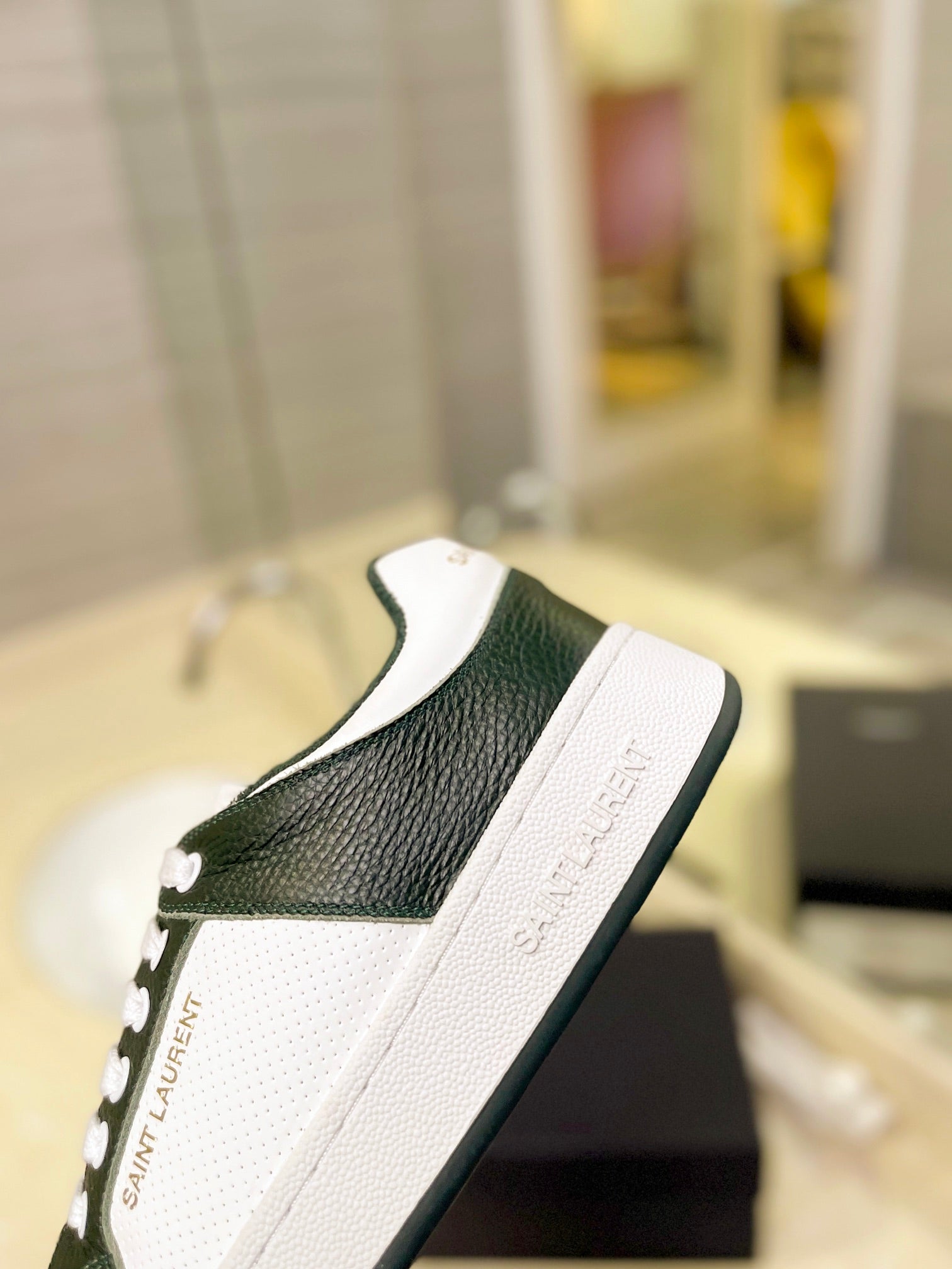 SL SL/61 SNEAKERS DARK GREEN AND WHITE CALFSKIN