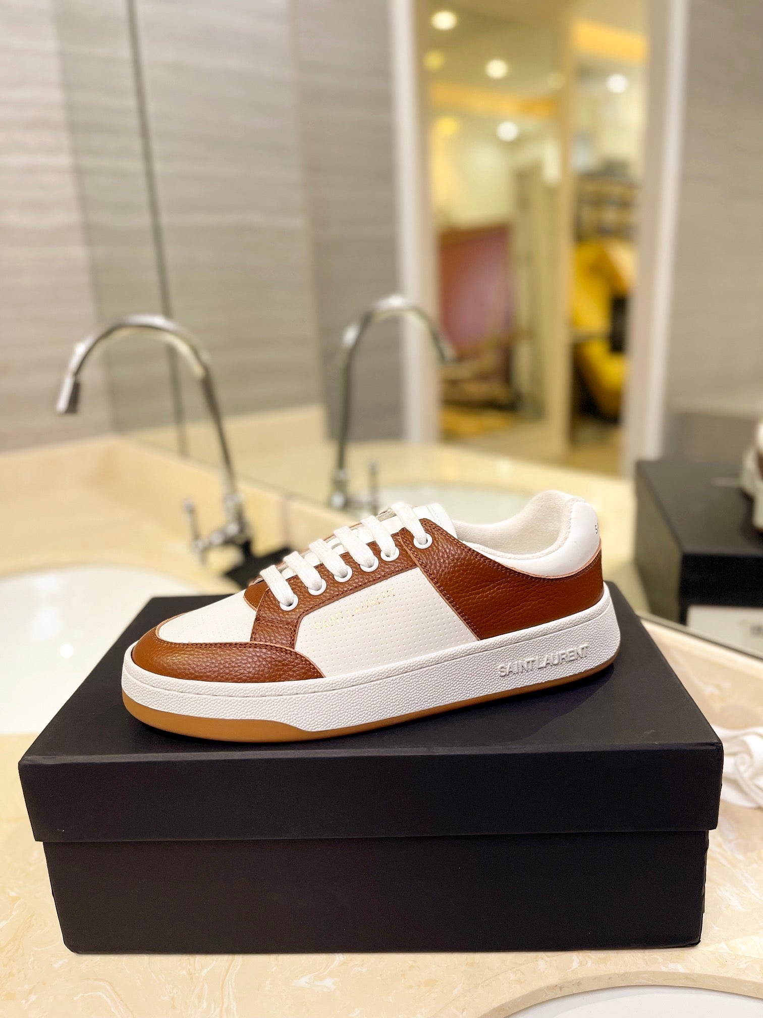 SL SL/61 SNEAKERS WHITE-BROWN CALFSKIN
