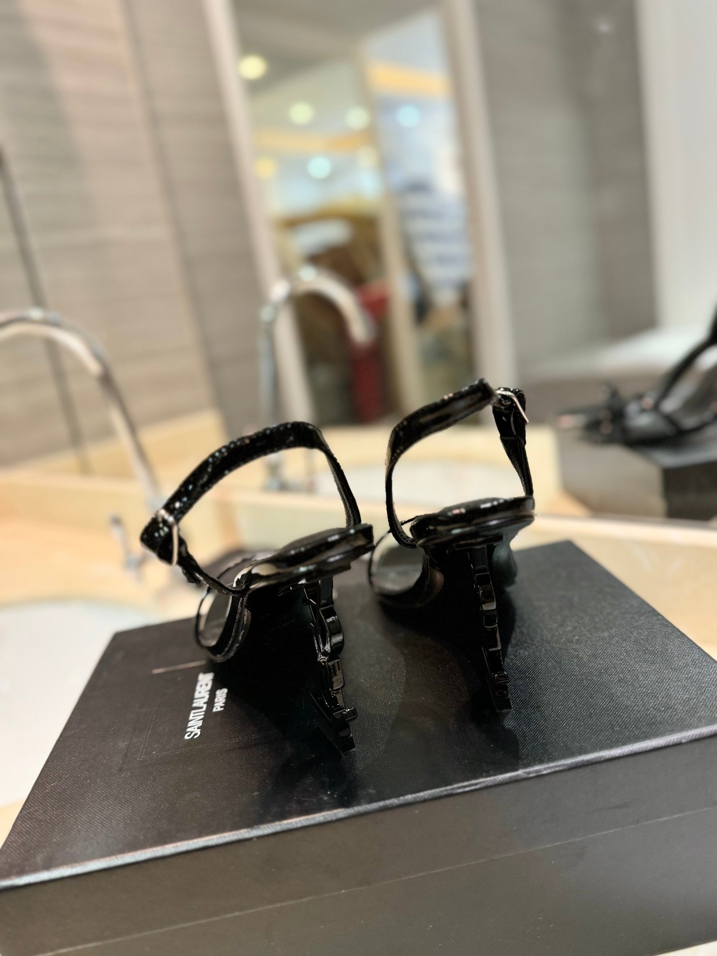 SL OPYUM SANDALS 80 BLACK CALFSKIN