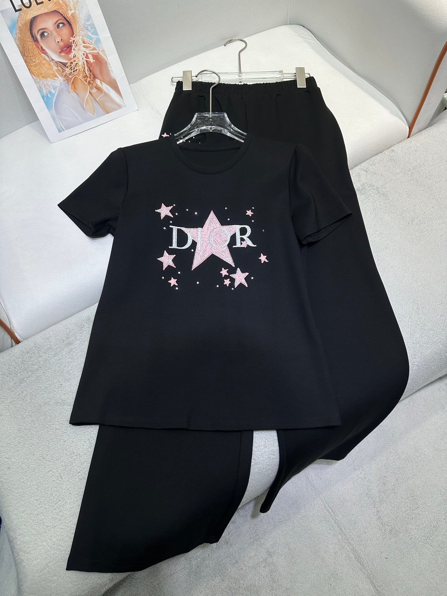 CD 25 Diamond Star Suit Black and White Cotton