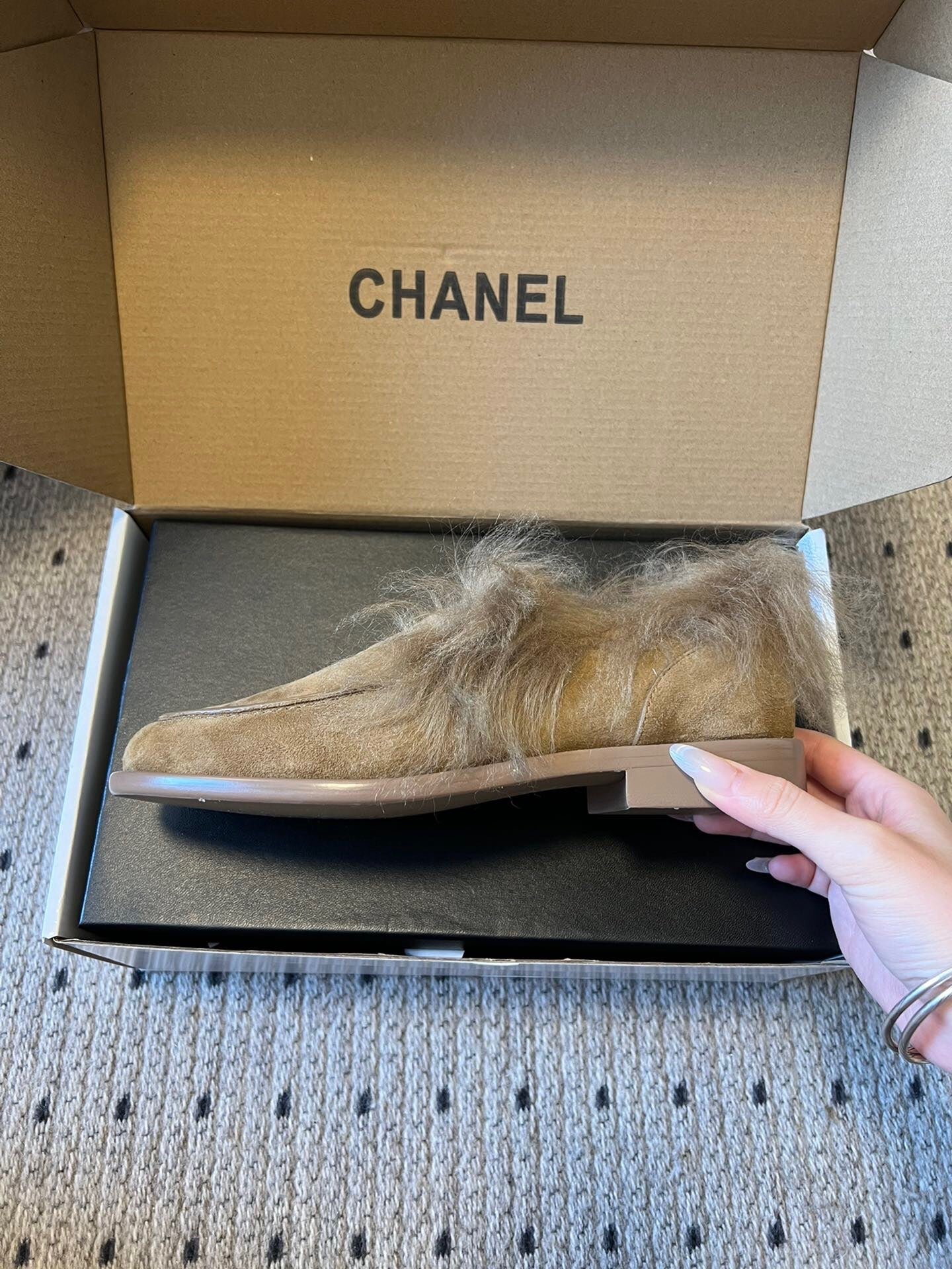 CC 26 Furry Loafer Brown Suede Kidskin and Shearling Lambskin 592925