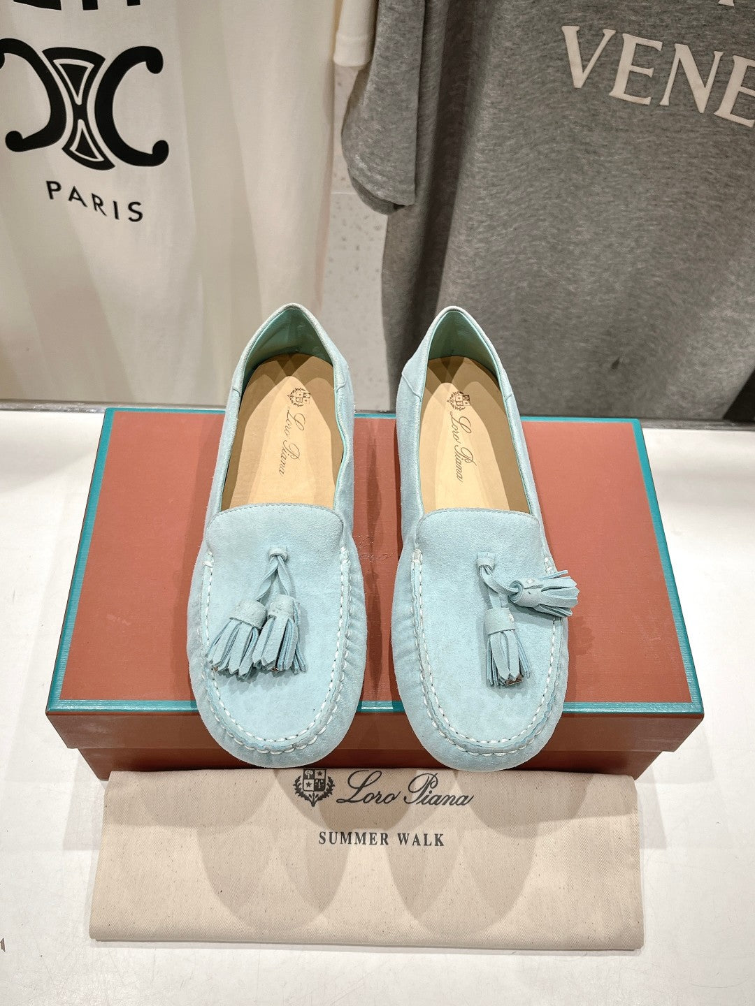 dot sole walk mocassin cloud blue suede
