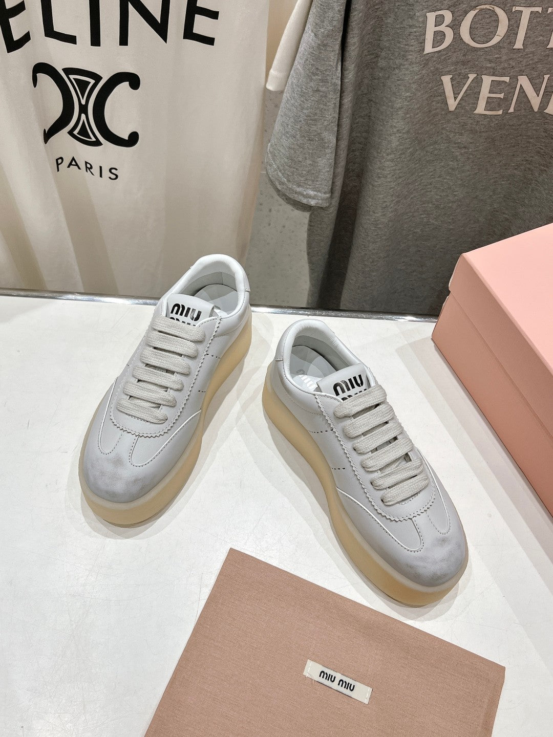 Miu Sneakers Retro White Cowhide