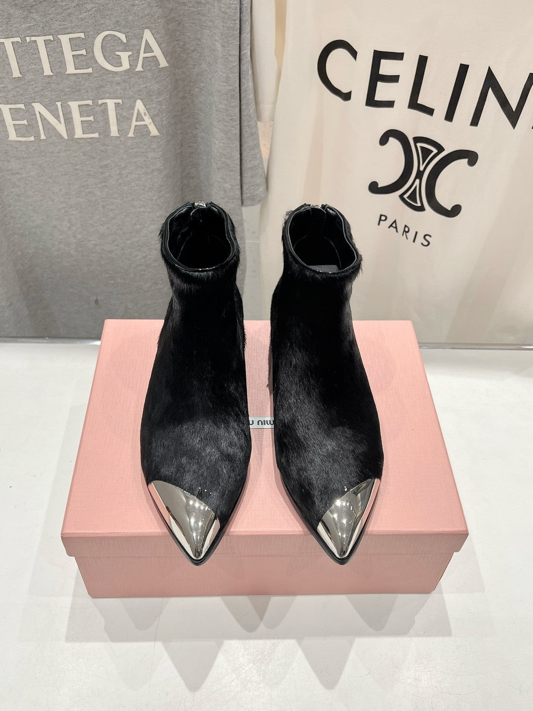 Miu Ankle Boots Black Sheepskin