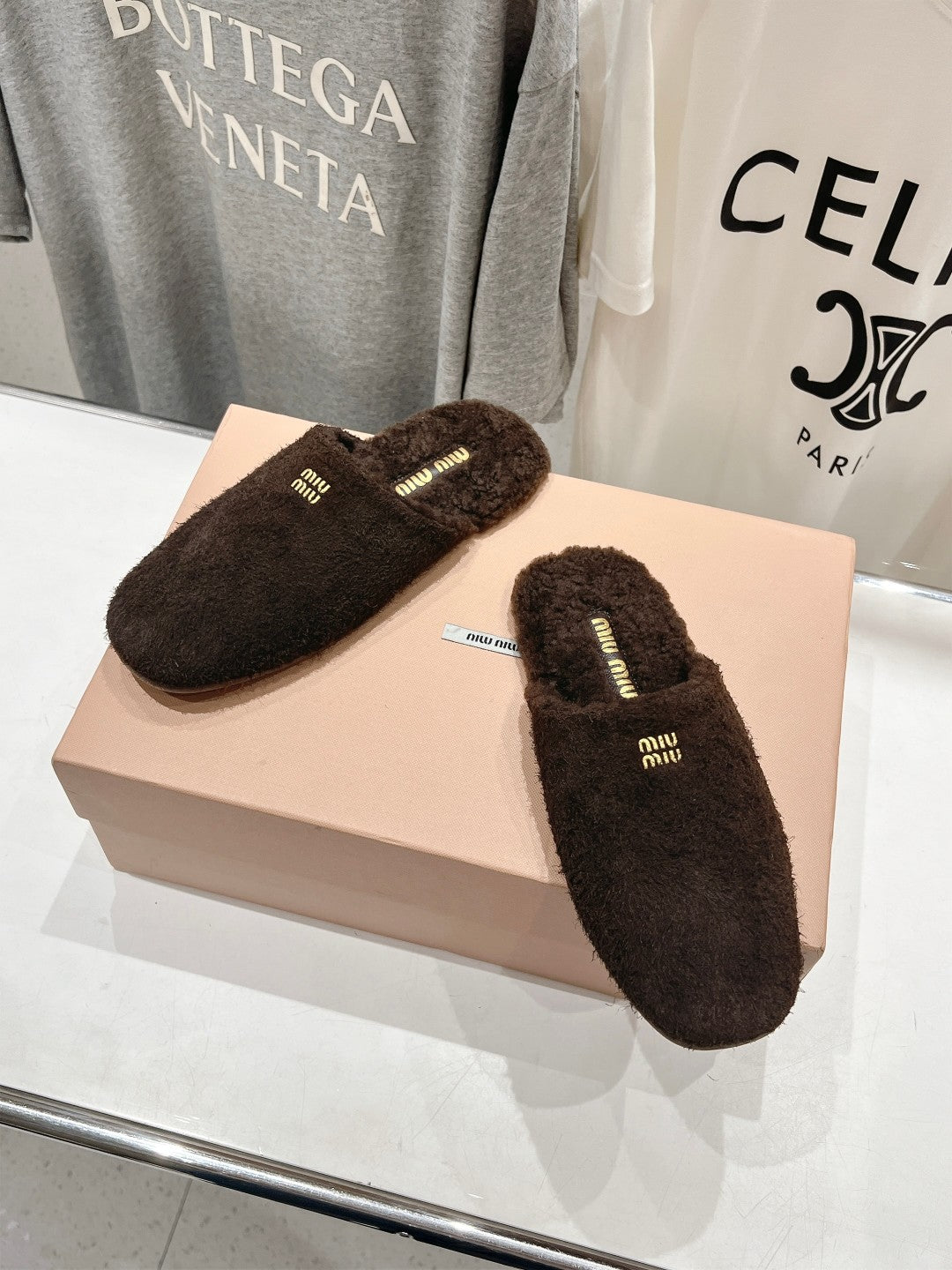 Miu Slippers Dark Chocolate Brown Imported Sheepskin