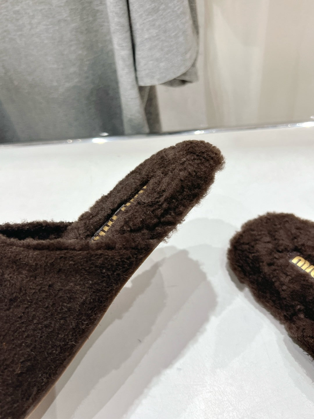 Miu Slippers Dark Chocolate Brown Imported Sheepskin
