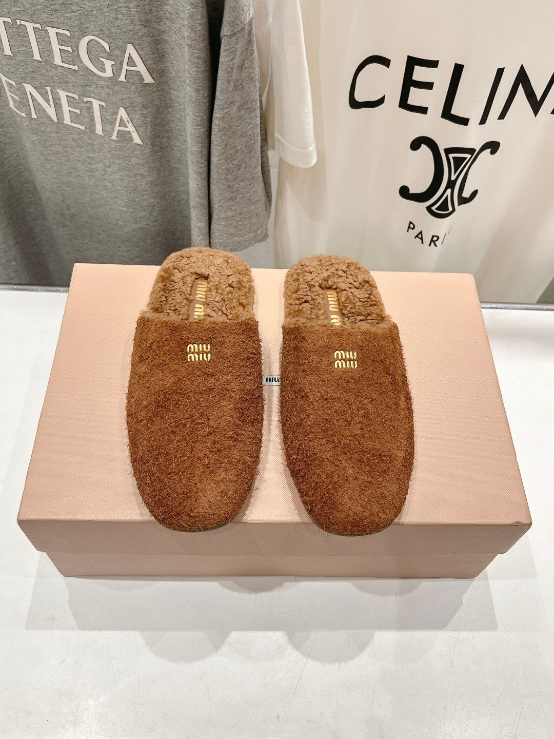 Miu Slippers Tawny Imported Sheepskin