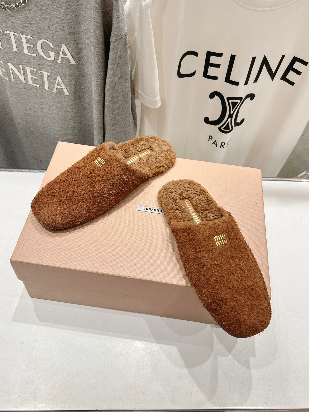 Miu Slippers Tawny Imported Sheepskin
