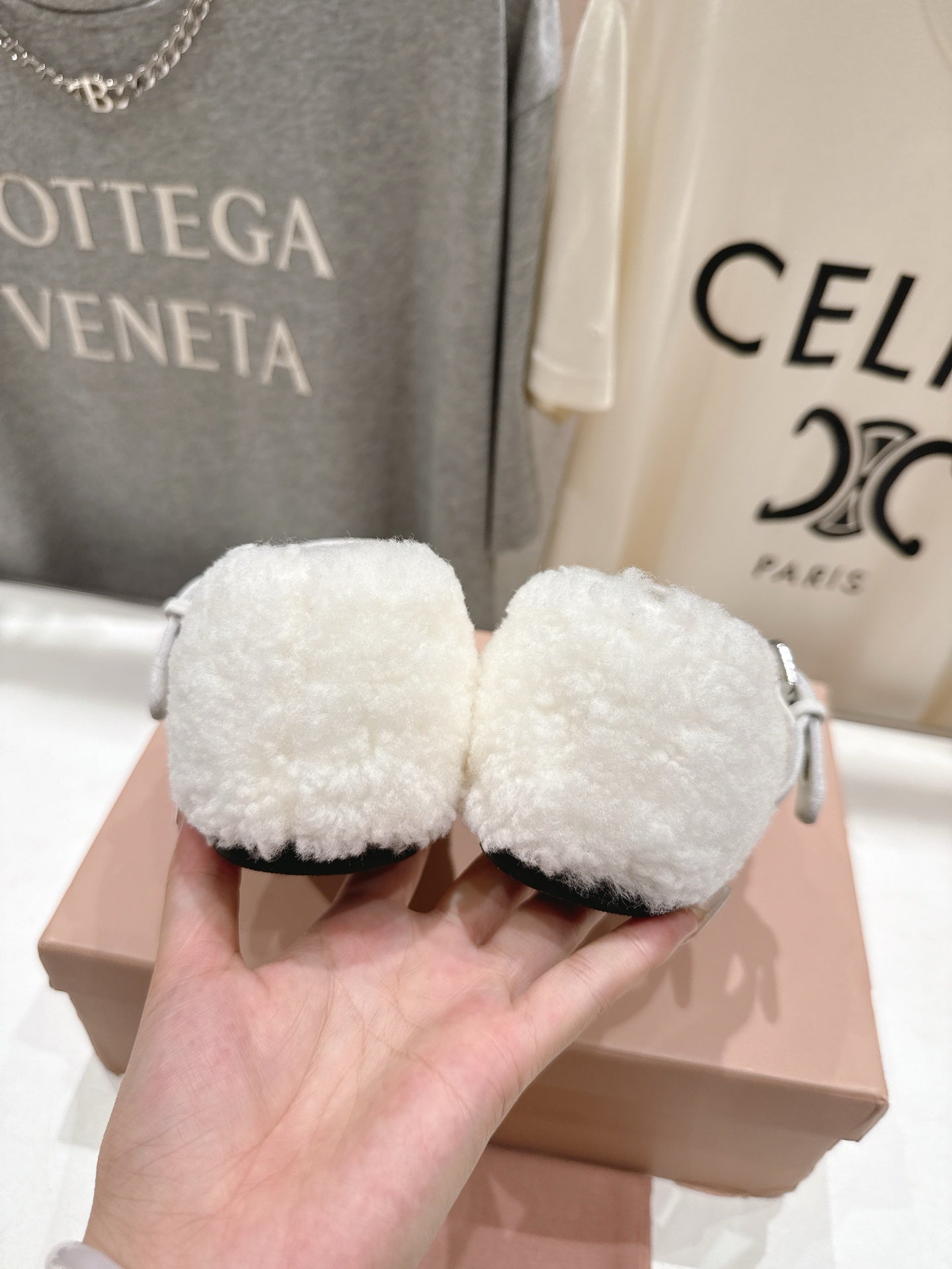 MiuMiu 25 Ballet Flat White Lambskin Wool 535591