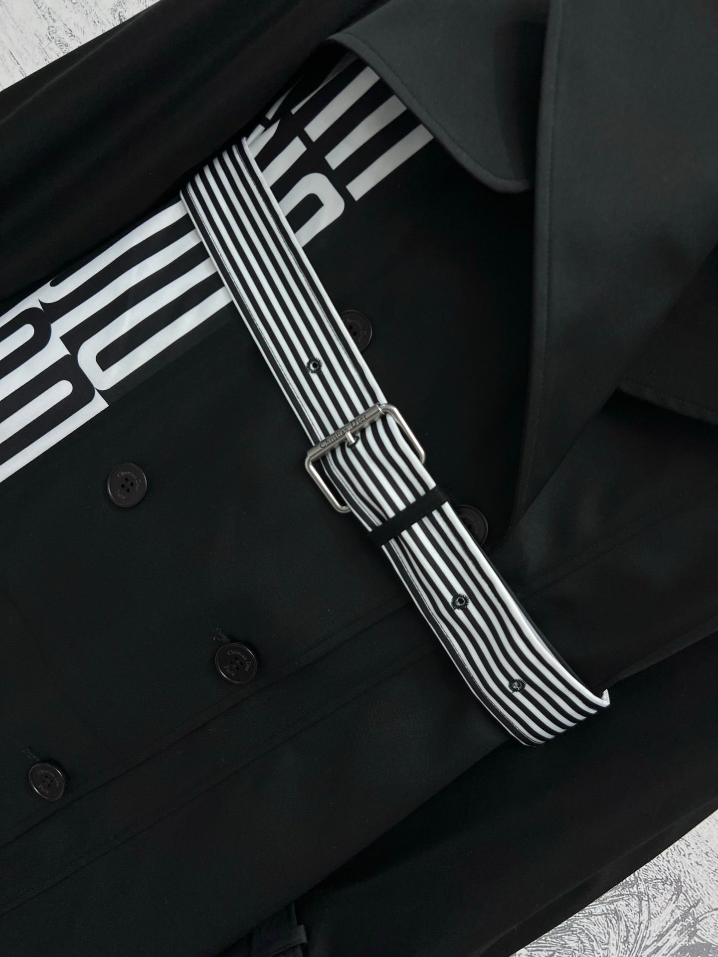 CD 25 Long Coat Black White Polyester