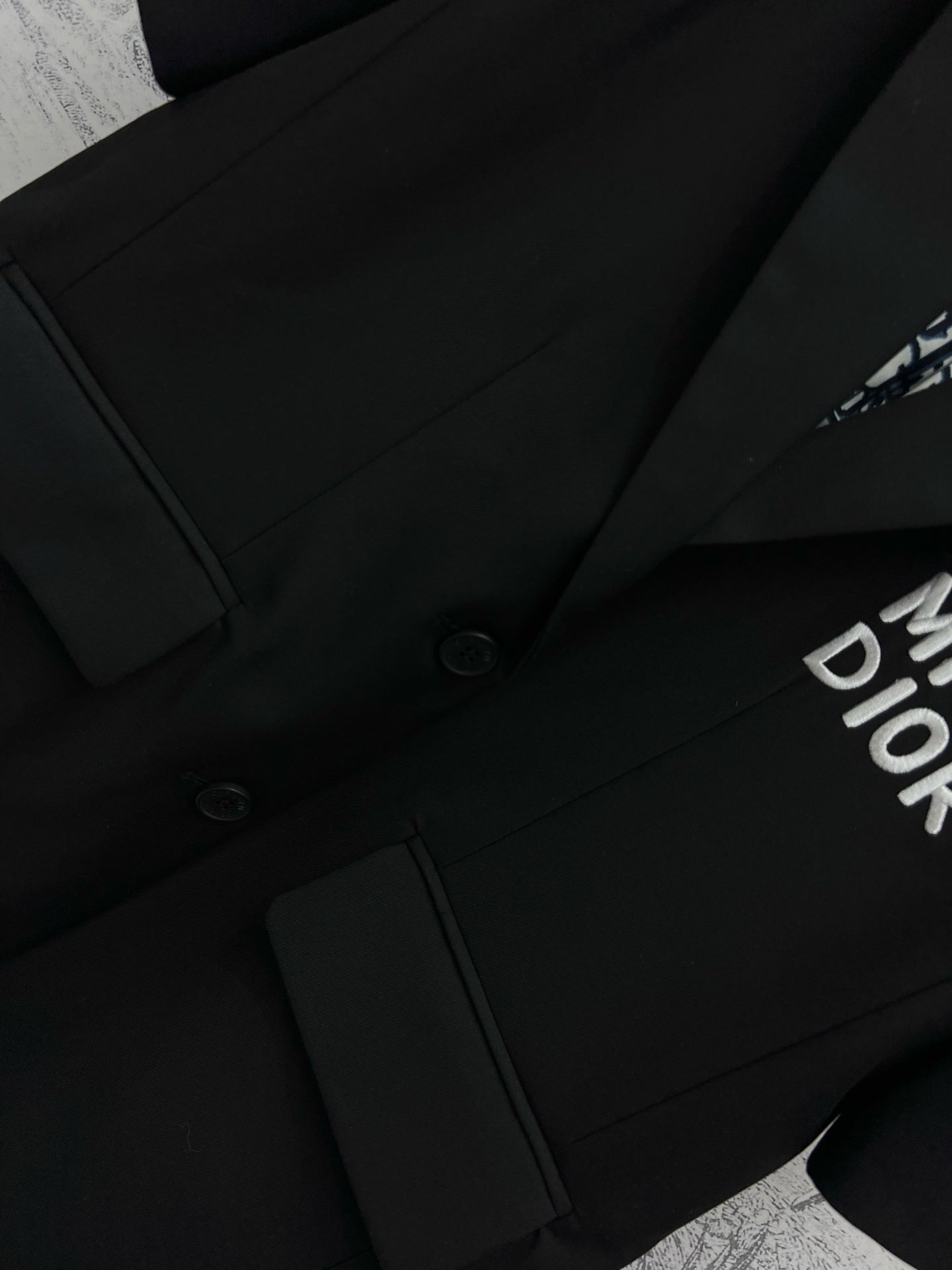 CD 25 Short-sleeved Suit Jacket Black White Polyester