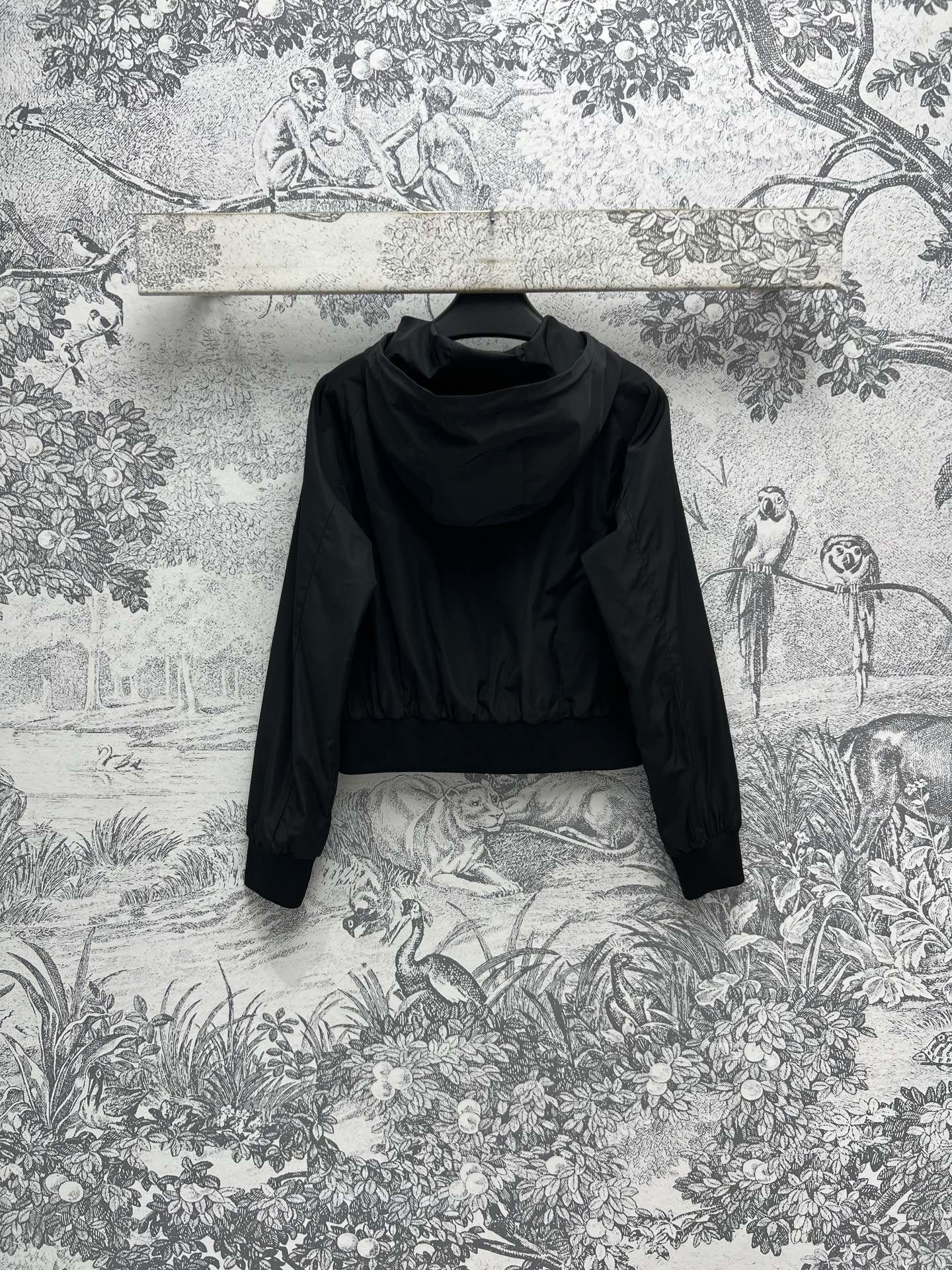 Prada 25 Hooded Triangle Logo Jacket Black Polyester