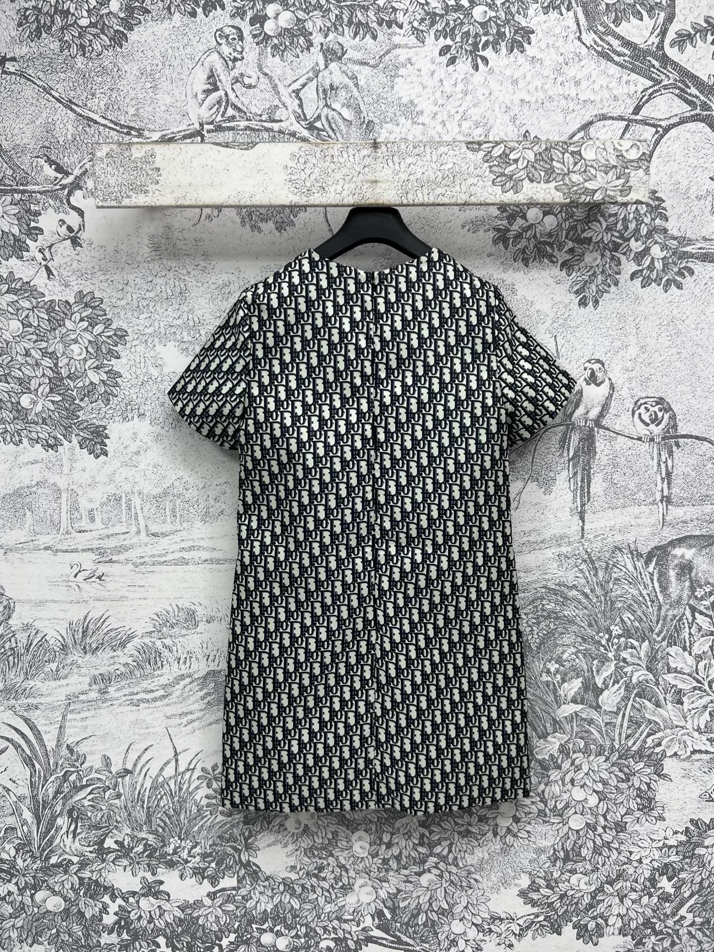 CD 25 Short-sleeved Dress Black White Cotton