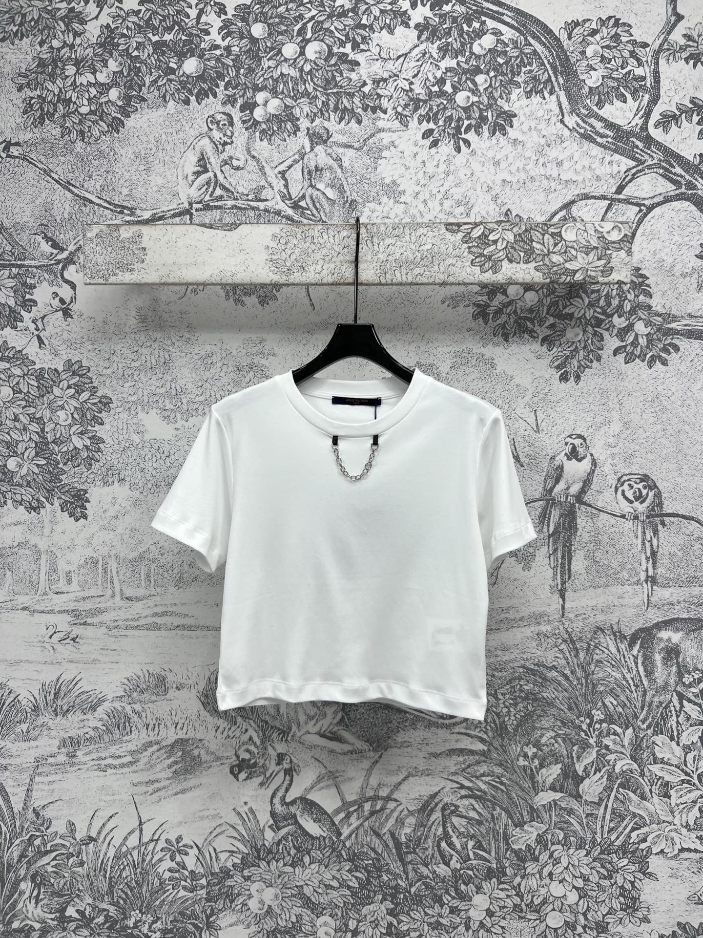 LV 25 Short-Sleeved T-shirt Back Logo Print White Cotton