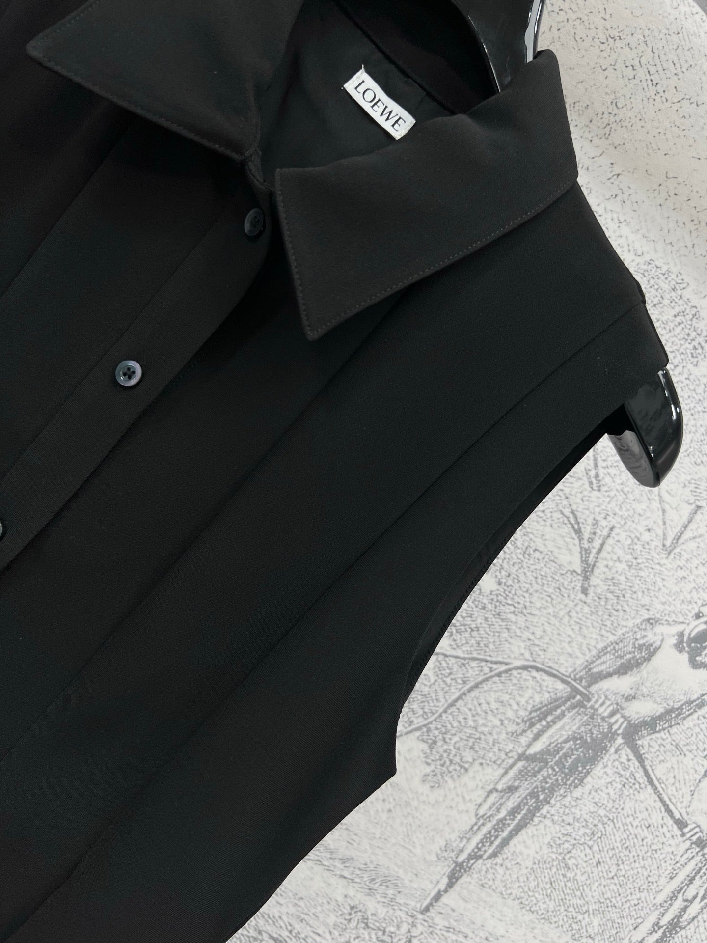 Loewe 25 Sleeveless Pleated Shirt Black Polyester Fiber