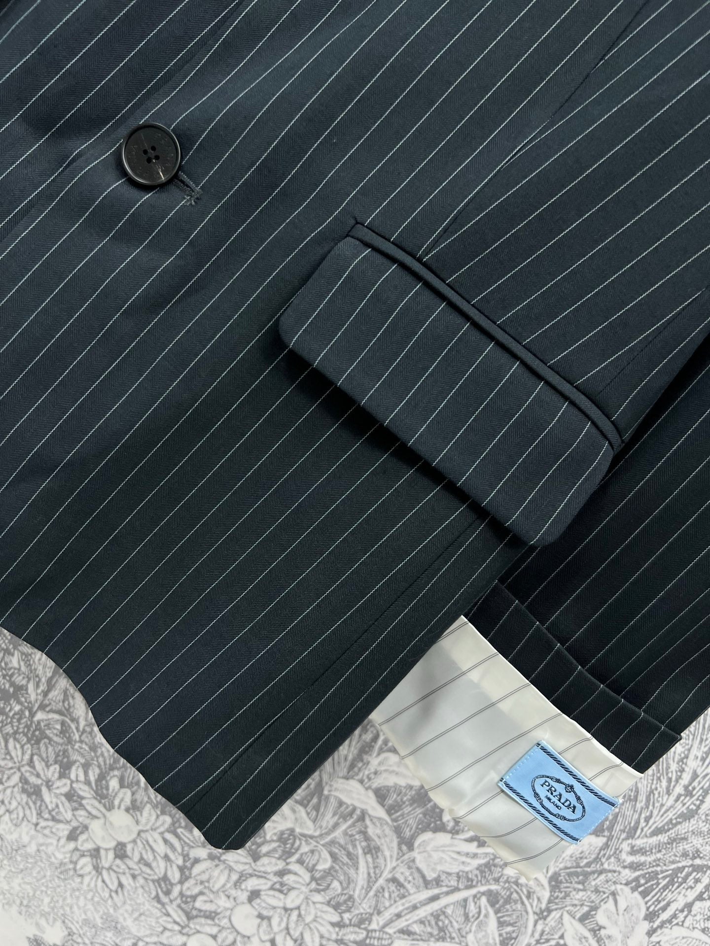 Prada 25 Striped Suit Jacket Black cotton
