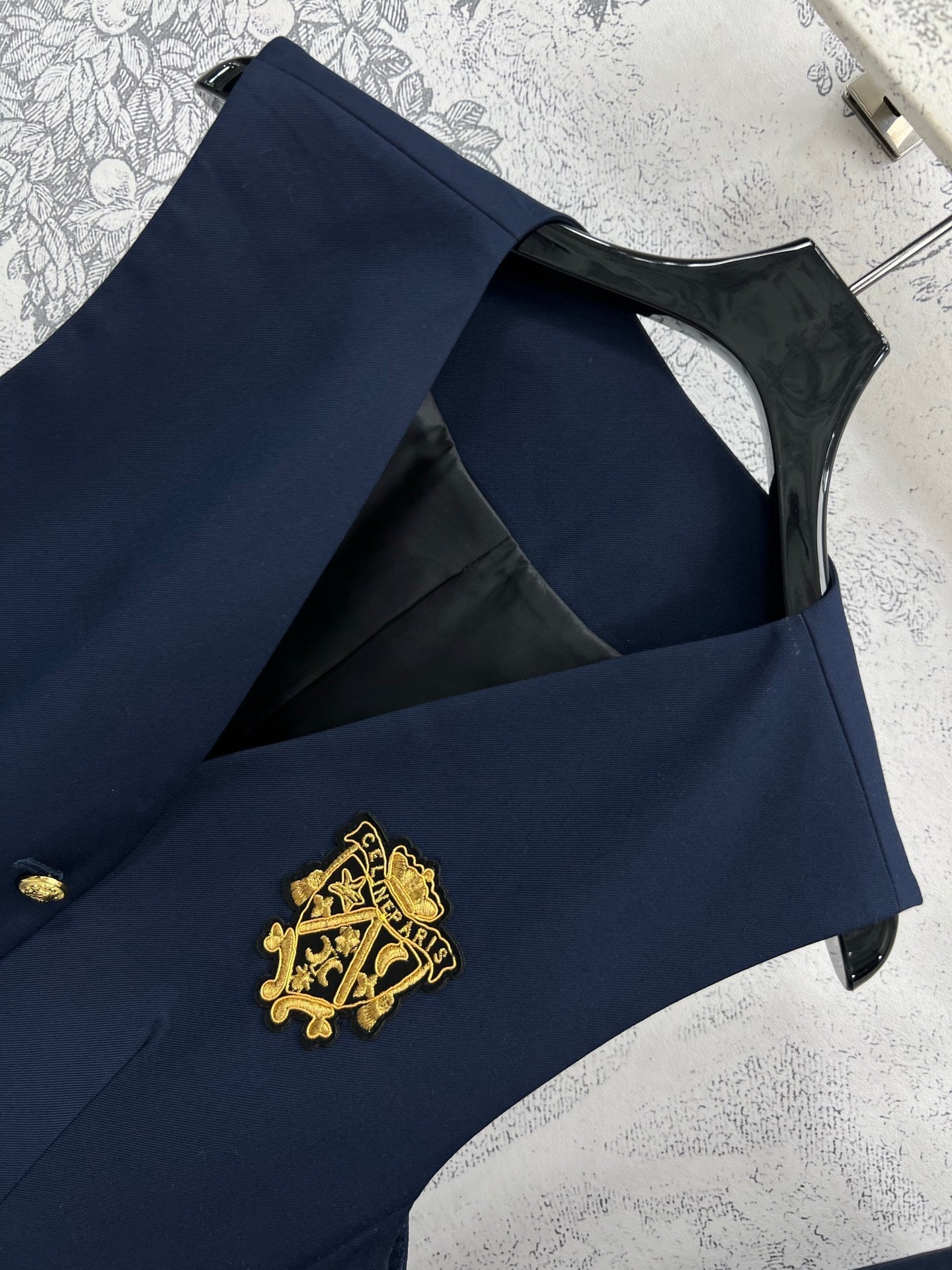 LV 25 Slight Waist Design Set Vest Blue Polyester