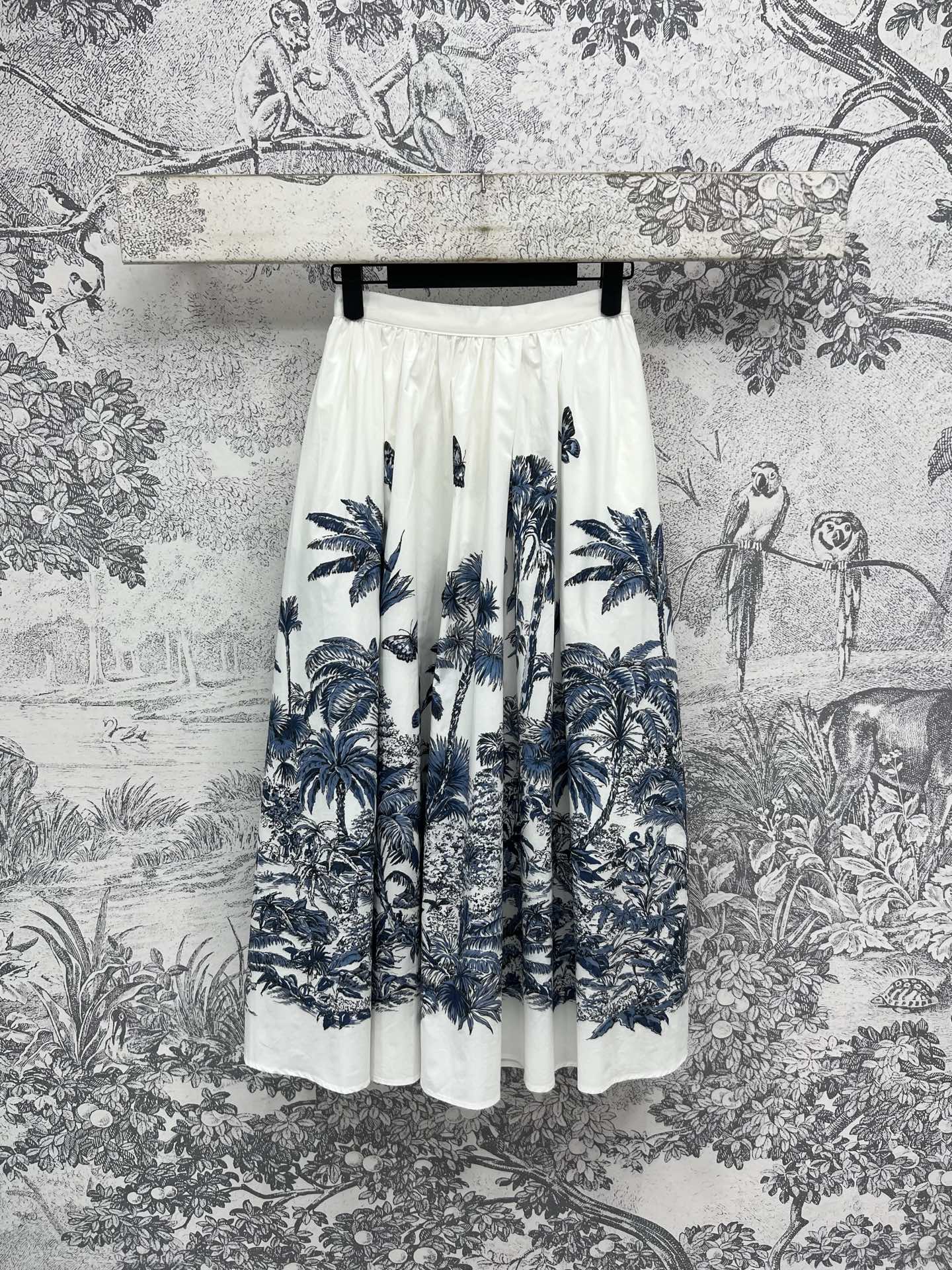 CD 25 Coconut Single-breasted Skirt White mix Blue Cotton