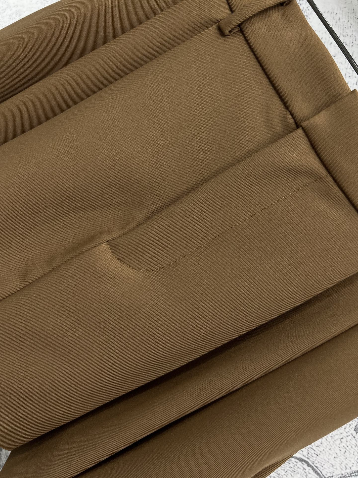 Loewe 25 Pleated Short Skirt Khaki Brown Polyester Fiber