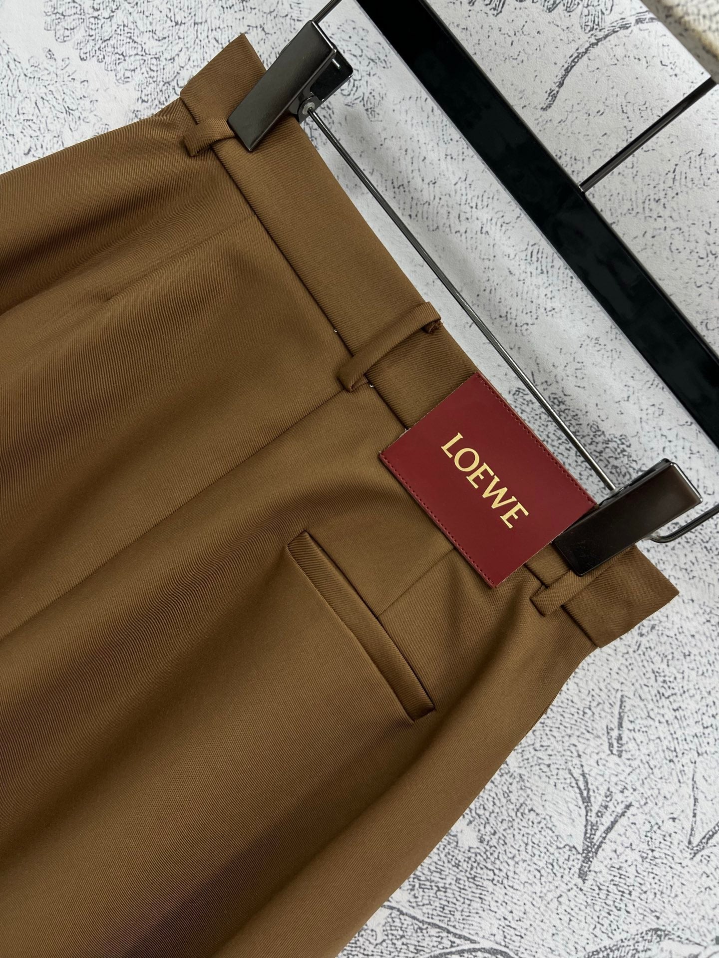 Loewe 25 Pleated Short Skirt Khaki Brown Polyester Fiber