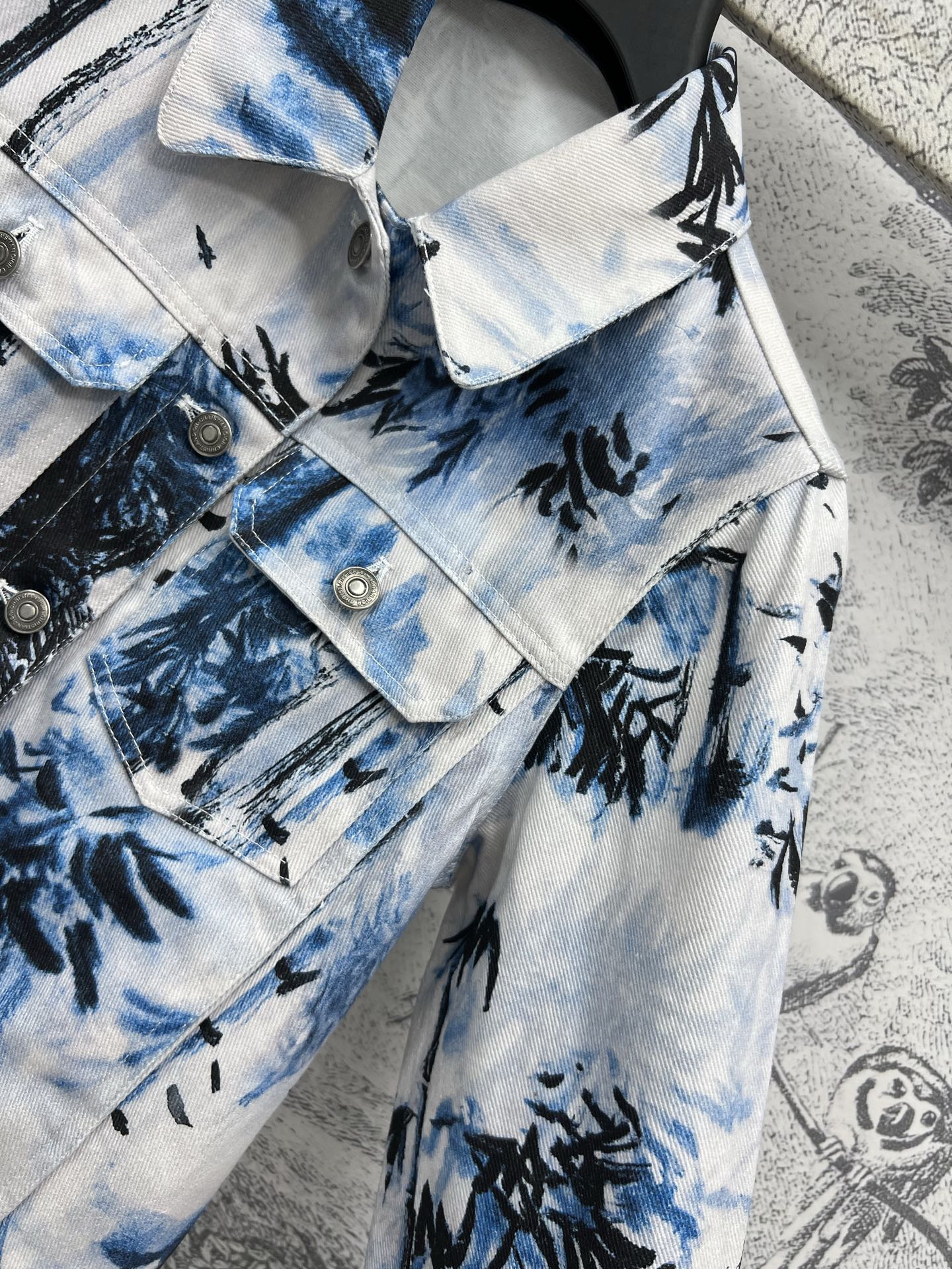 CD 25 Denim Jacket White Blue Black Cotton