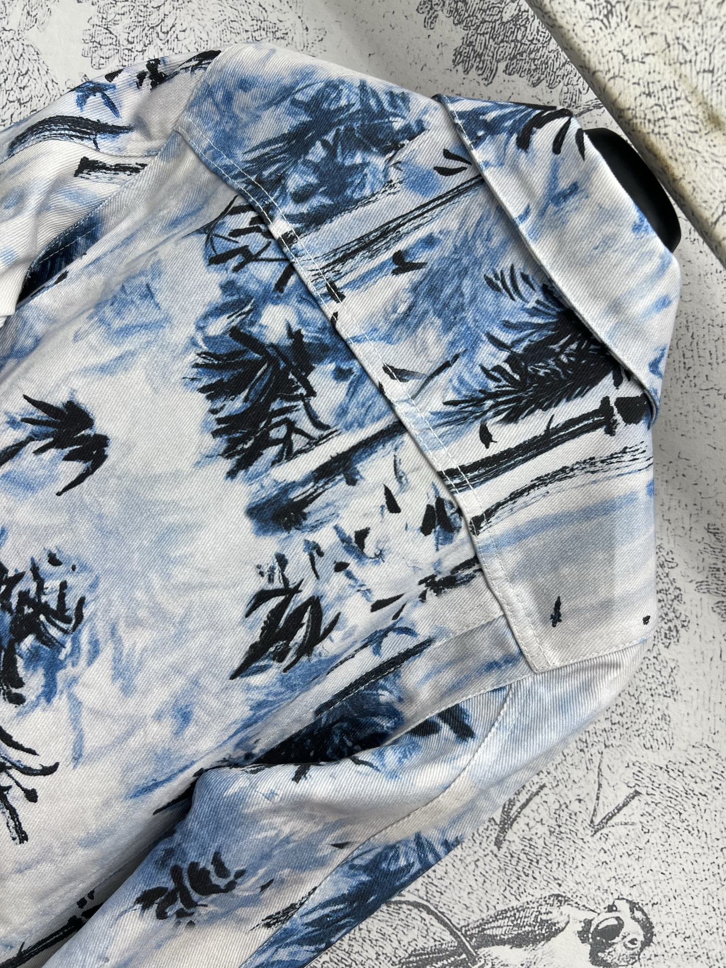 CD 25 Denim Jacket White Blue Black Cotton