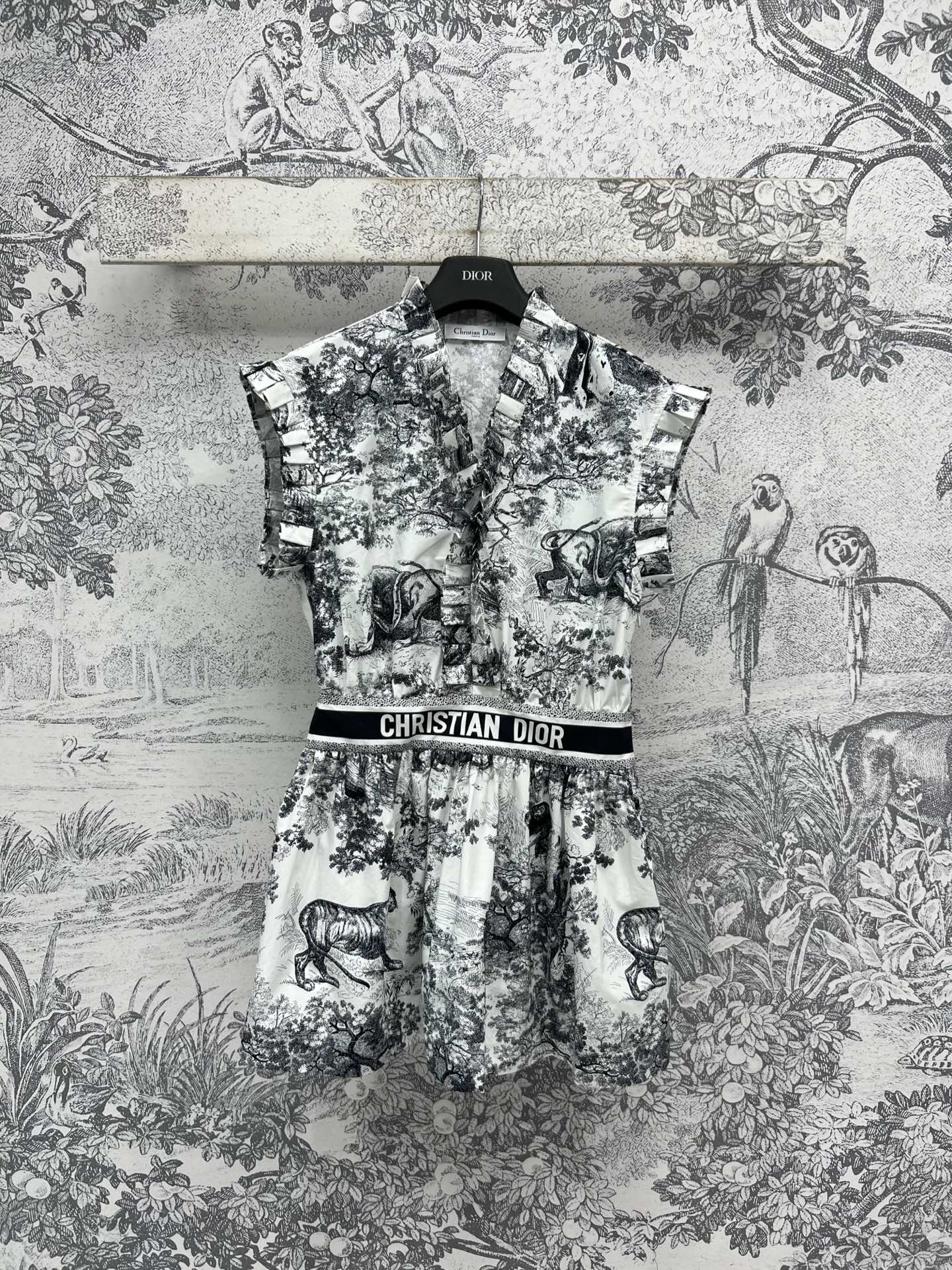 CD 25 Fungus Lace Sleeveless Dress White Black Cotton