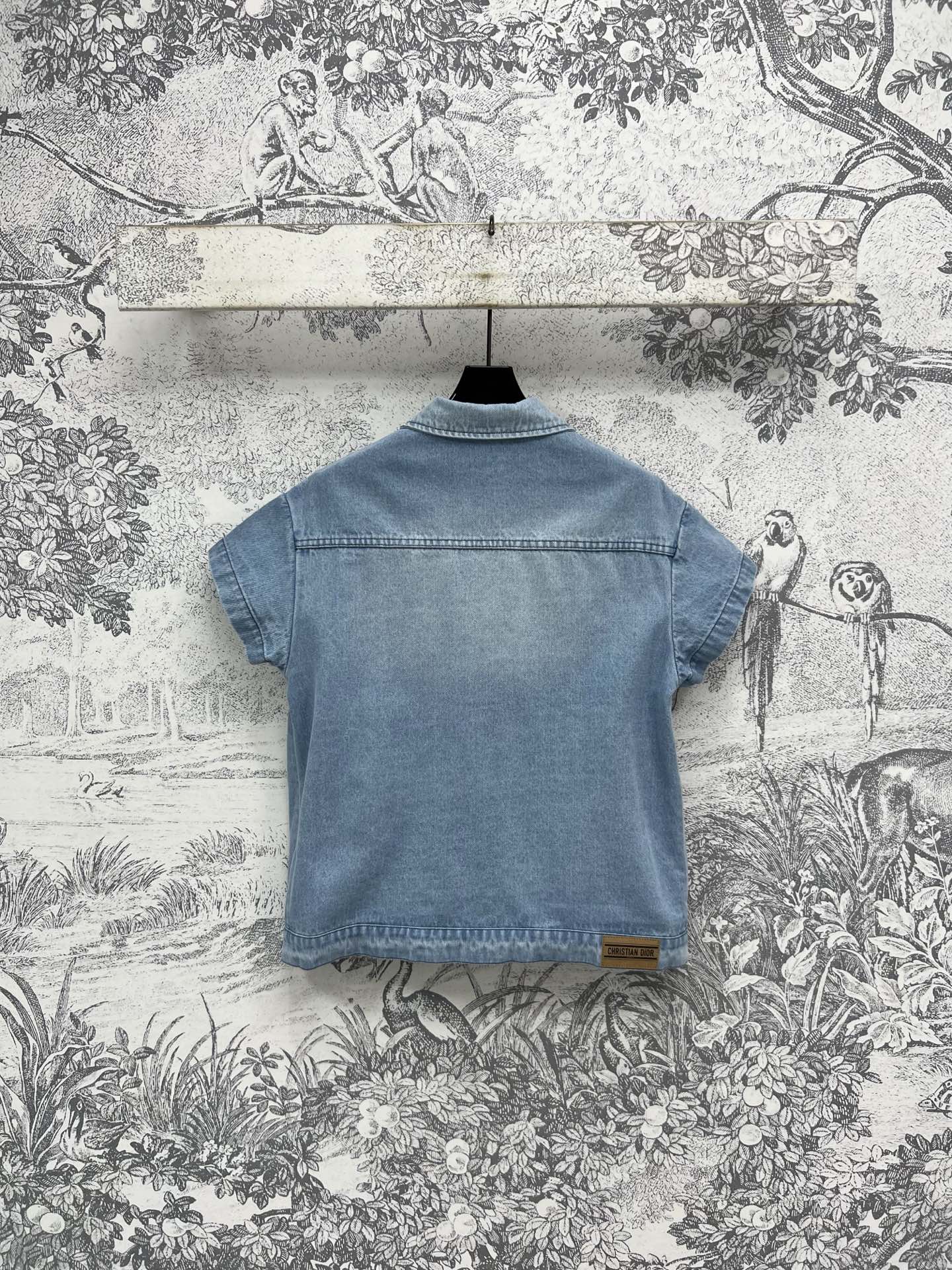 CD 25 Short-sleeved Denim Shirt  Light Blue Cotton