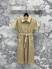 CD 25 Shirt Dress with Belt Beige Cotton