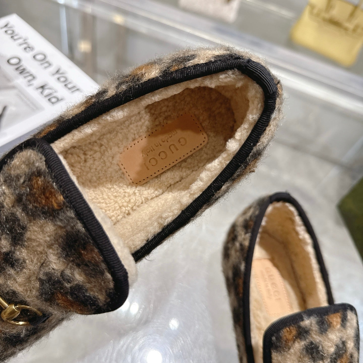 GG Horsebit Pumps Loafers Leopard Woolen 576259