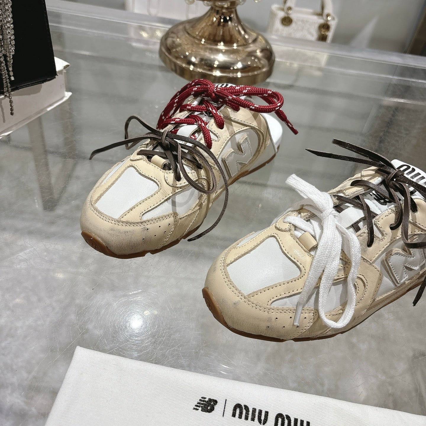 Miu x NB 530 SL Deco Mules Beige mix White Leather 235296