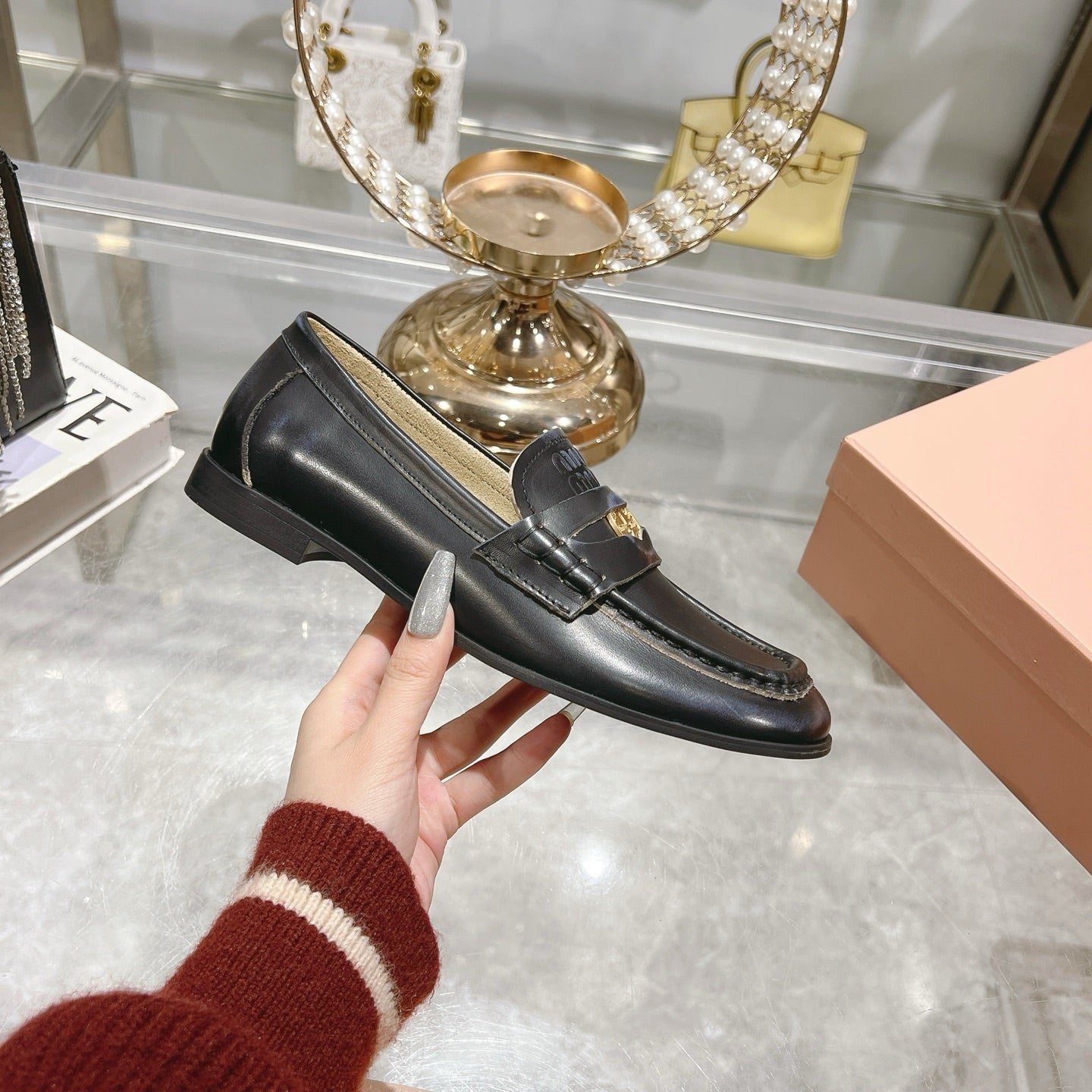 Miu 25C Loafers Black Cowhide 235301