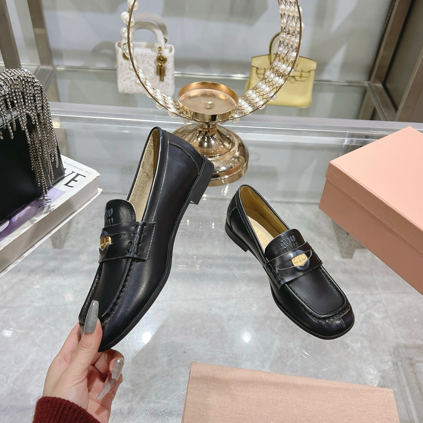Miu 25C Loafers Black Cowhide 235301