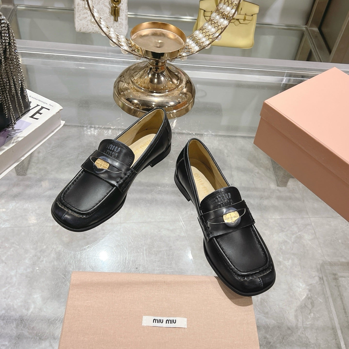 Miu 25C Loafers Black Cowhide 235301
