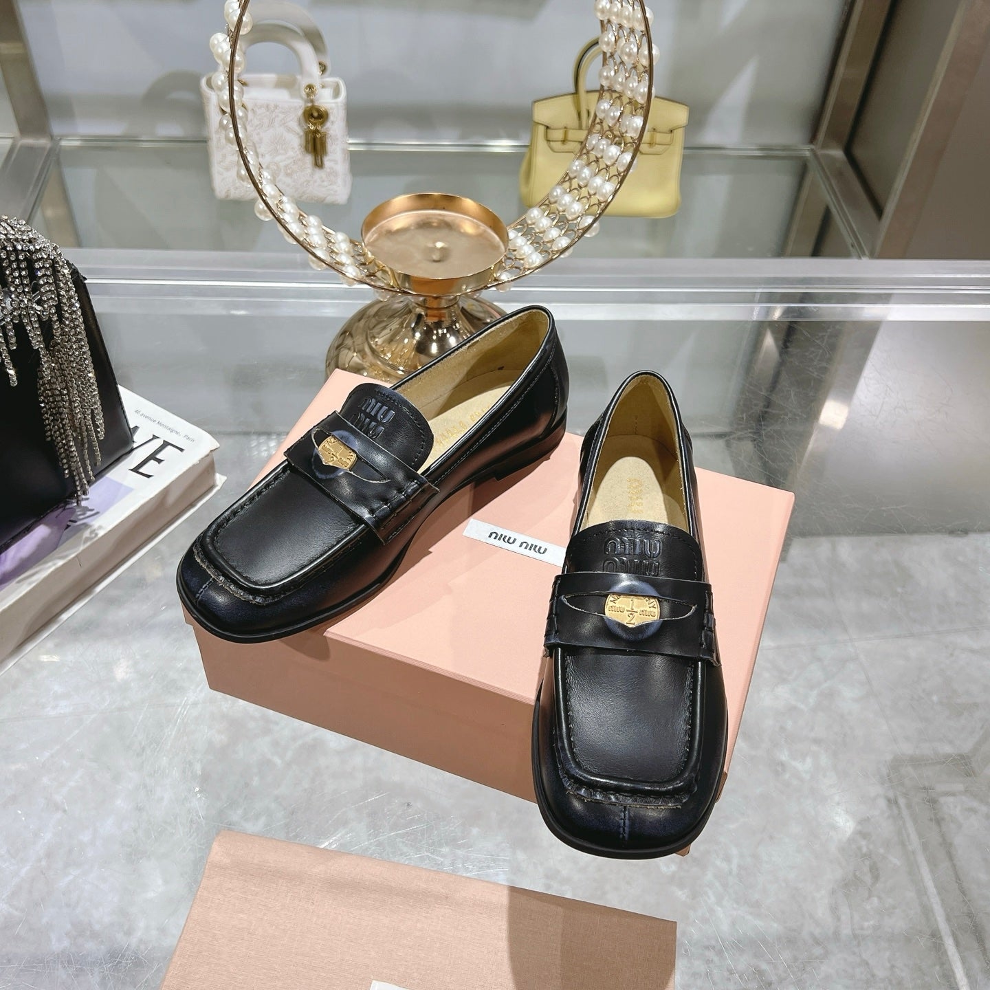 Miu 25C Loafers Black Cowhide 235301