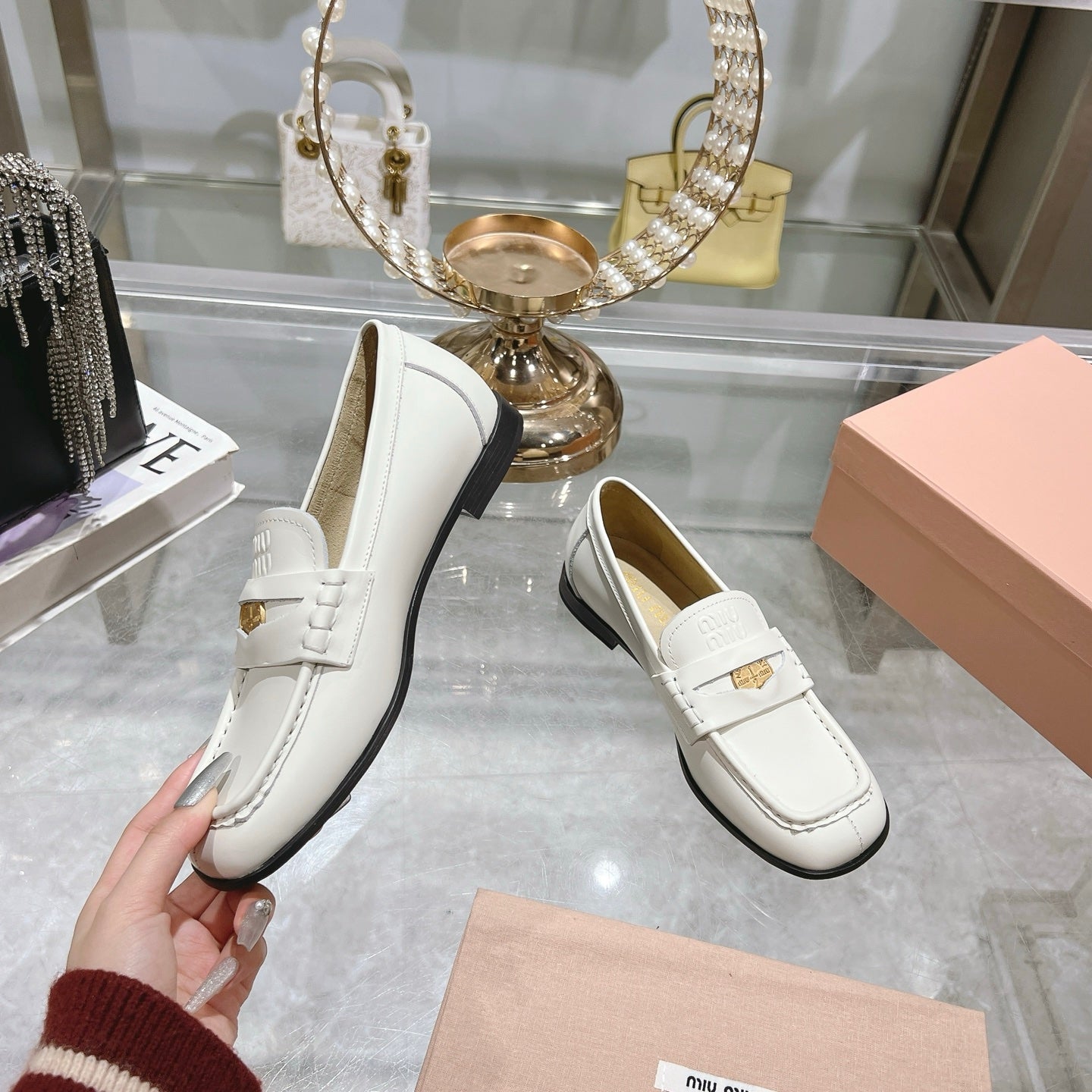 Miu 25C Loafers White Cowhide 235304
