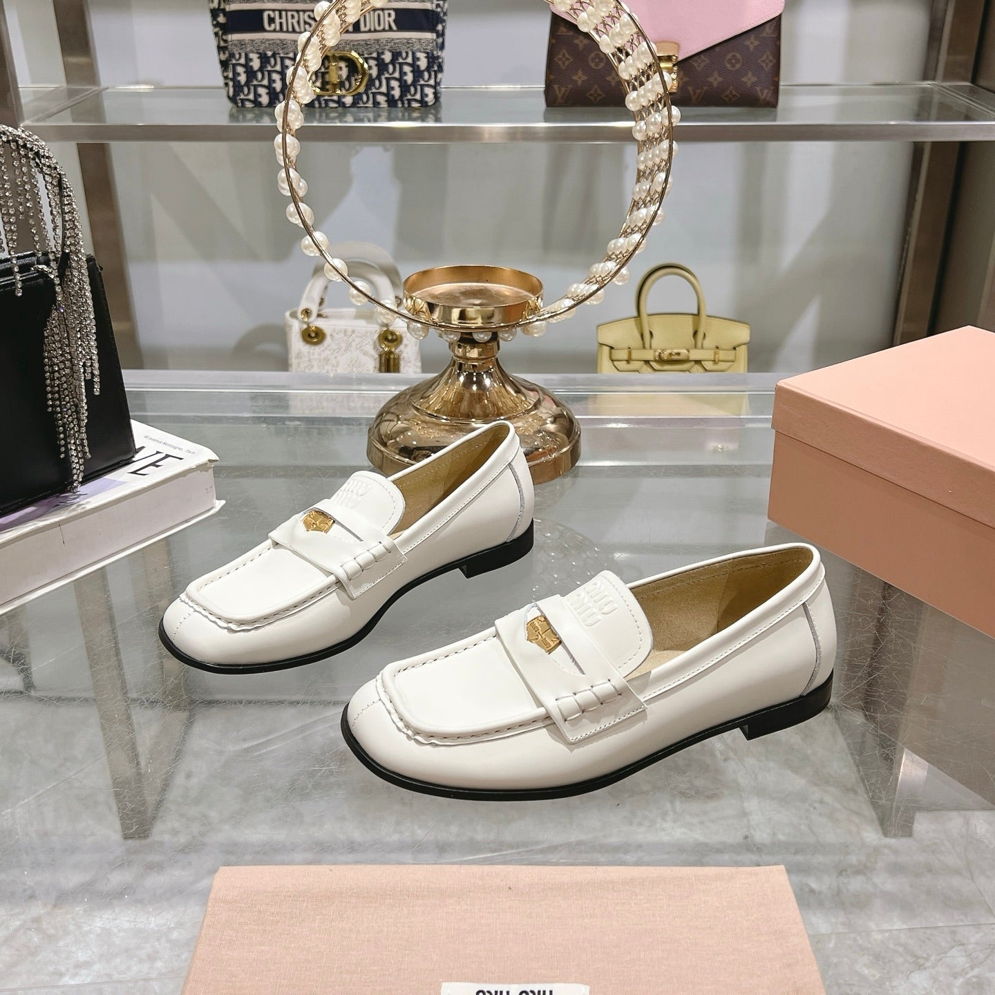 Miu 25C Loafers White Cowhide 235304
