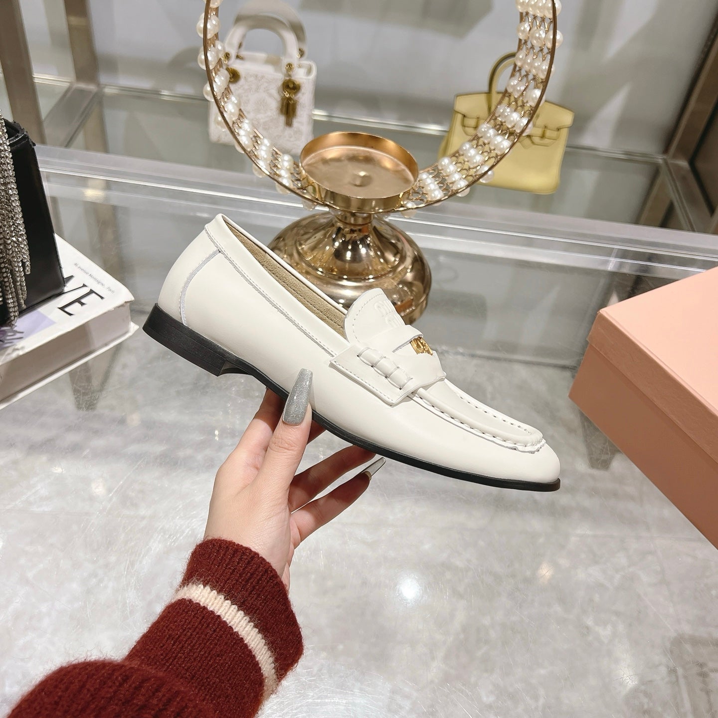 Miu 25C Loafers White Cowhide 235304