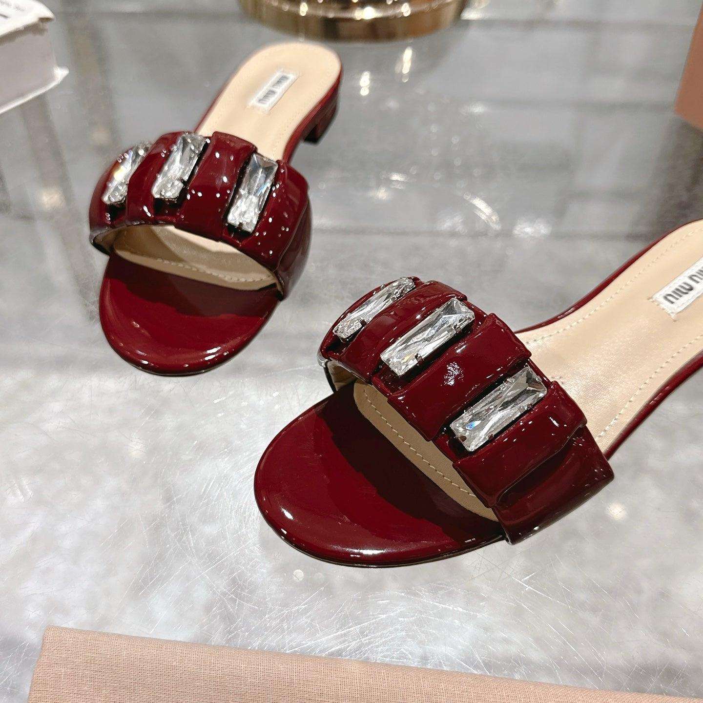 Miu 25C Slippers Red Patent Leather 235323
