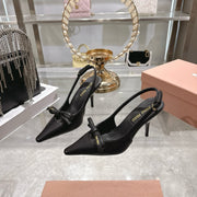 Miu 26 High Heel Slingback 80 Black Leather 592097
