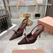 Miu 26 High Heel Slingback 80 Burgundy Suede Leather 592100