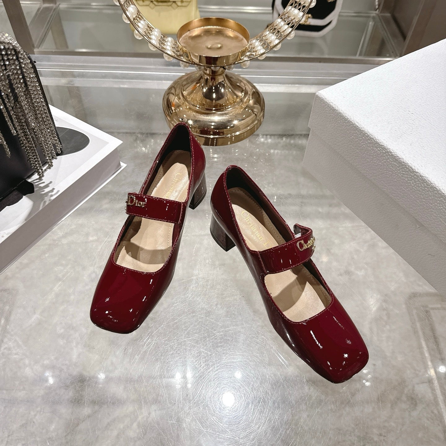 CD 26 Lolita High Heels 40 Dark Red Patent Leather 592208