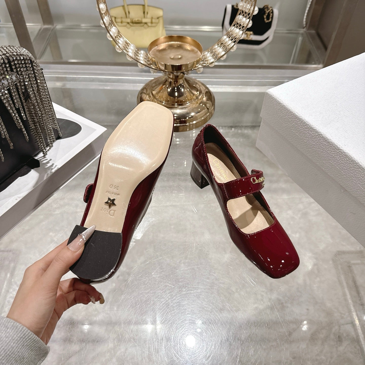 CD 26 Lolita High Heels 40 Dark Red Patent Leather 592208