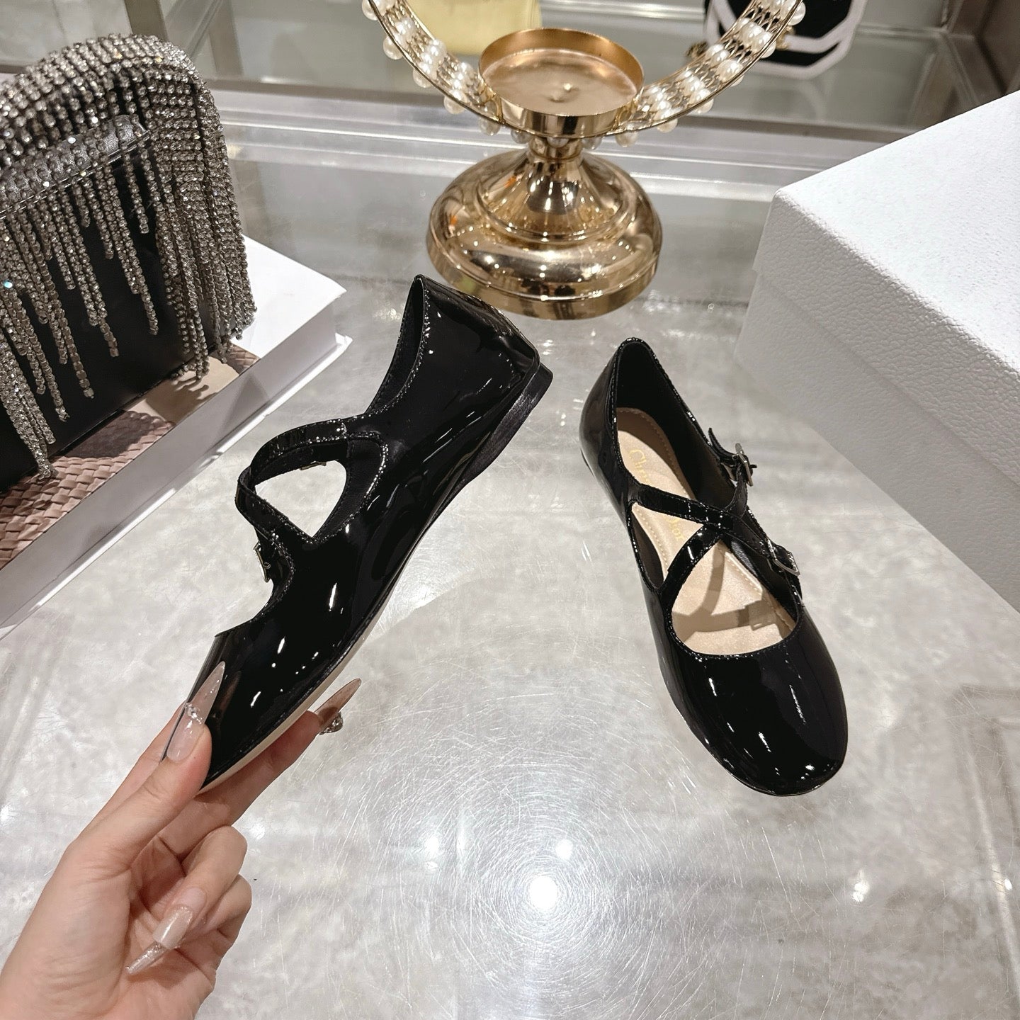 CD 26 Ballet Flats Black Patent Leather 592213