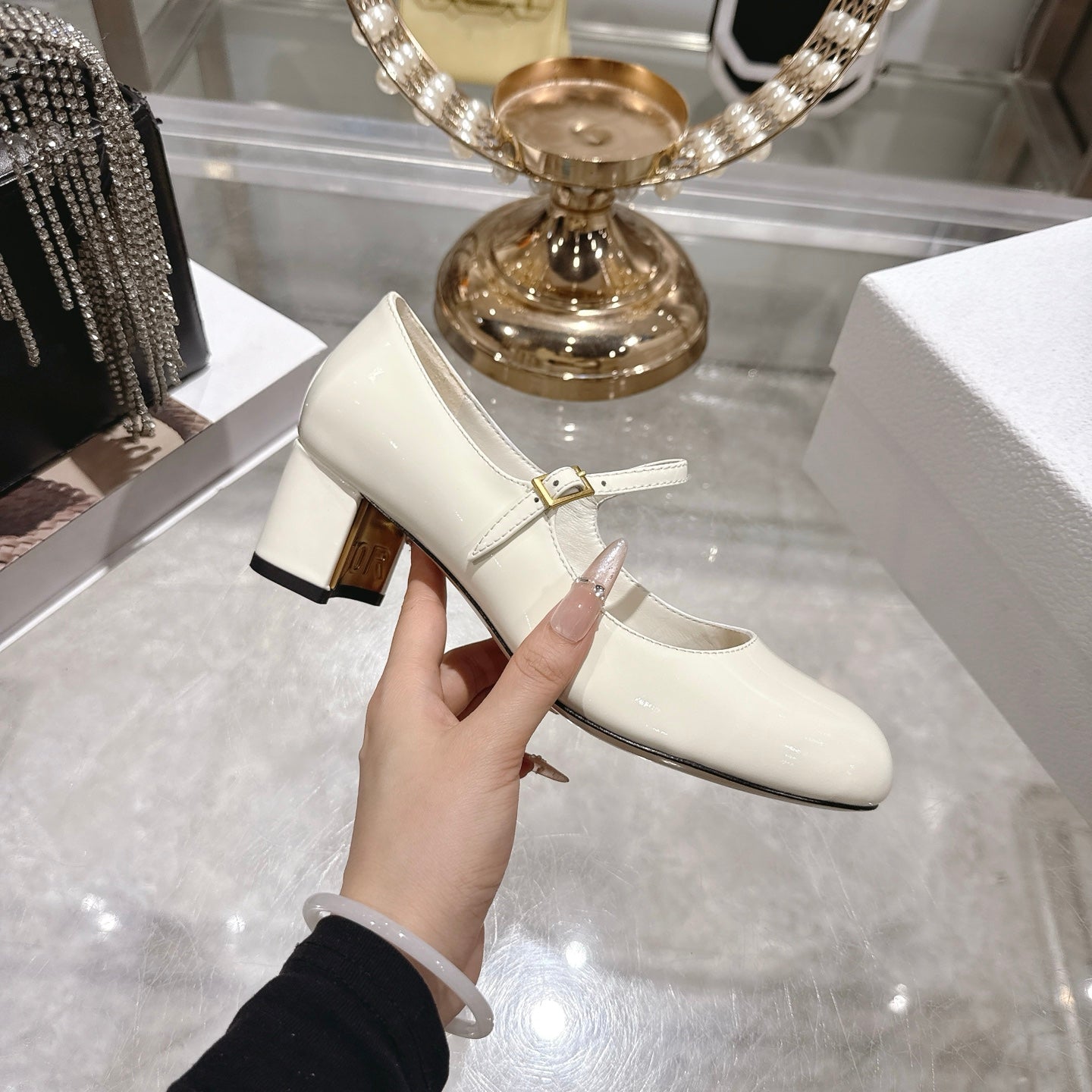 CD 26 Lolita High-Heeled 40 Ivory Patent Leather 592218