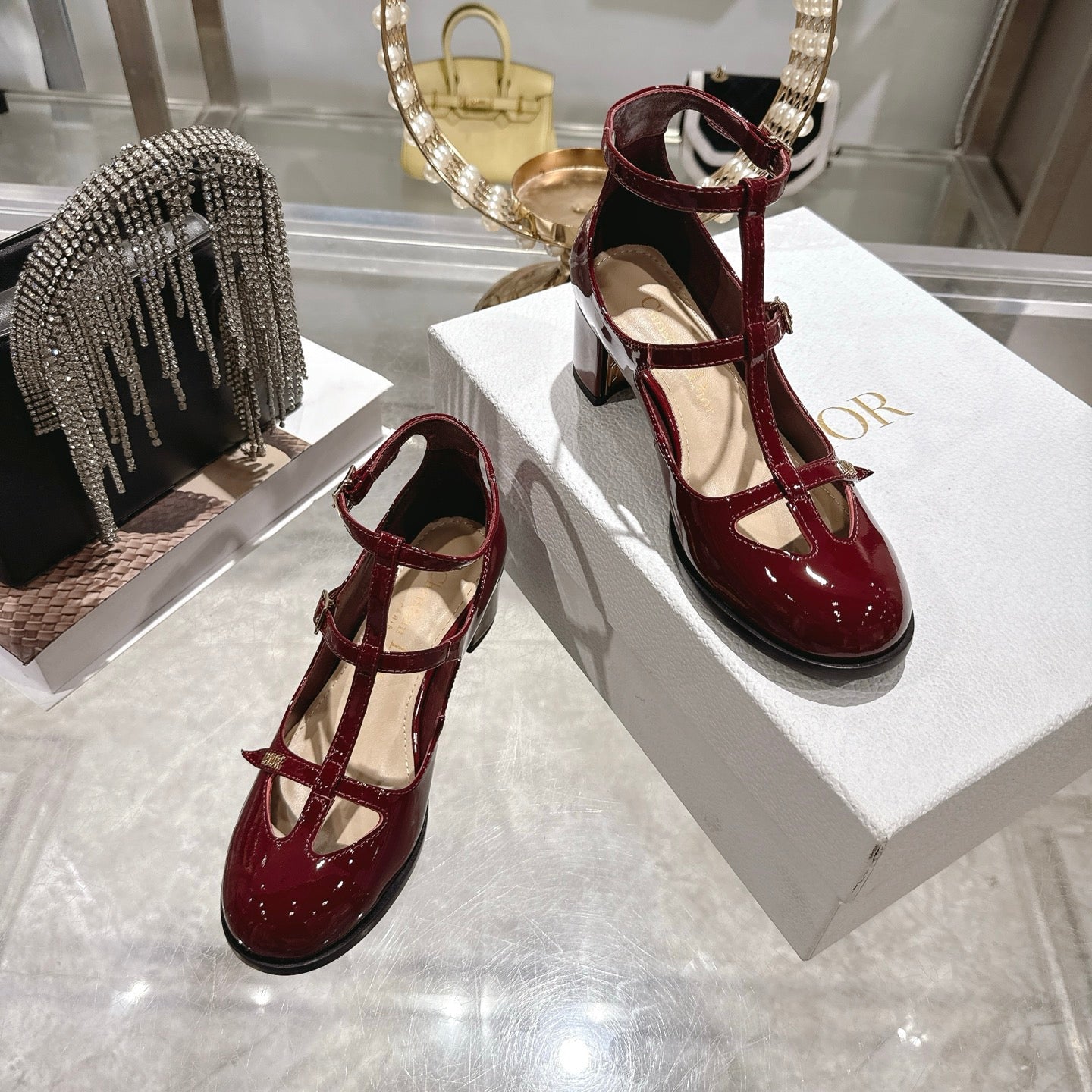 CD 26 Heel Mary Jane 40 Dark Red Patent Leather 592223